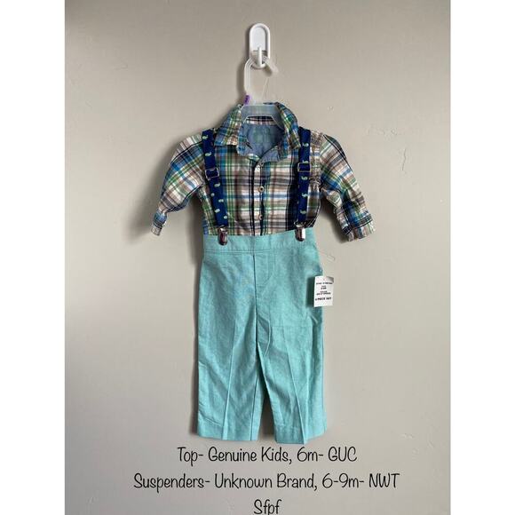 Baby Boy Suspender Pants with button up - Picture 1 of 2